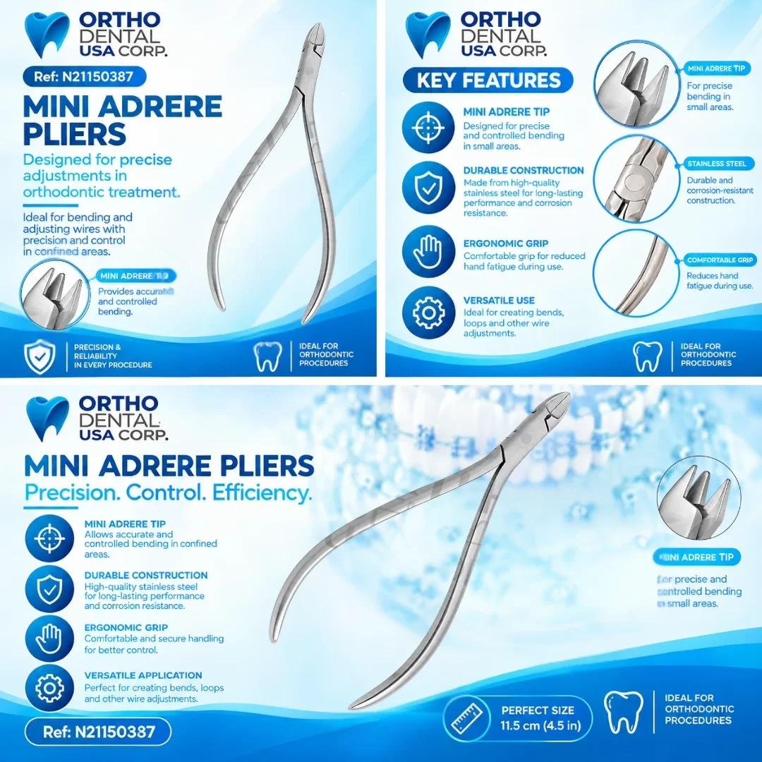 Mini Adrere pliers 11.5 cm, compact orthodontic utility pliers for wire bending