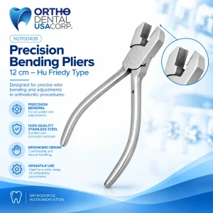 Precision bending pliers, 12 cm, Hu Friedy type, orthodontic archwire forming instrument