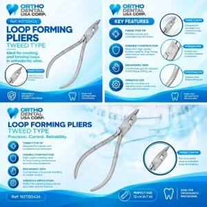 Loop forming pliers, Tweed type, orthodontic stainless steel wire bending instrument