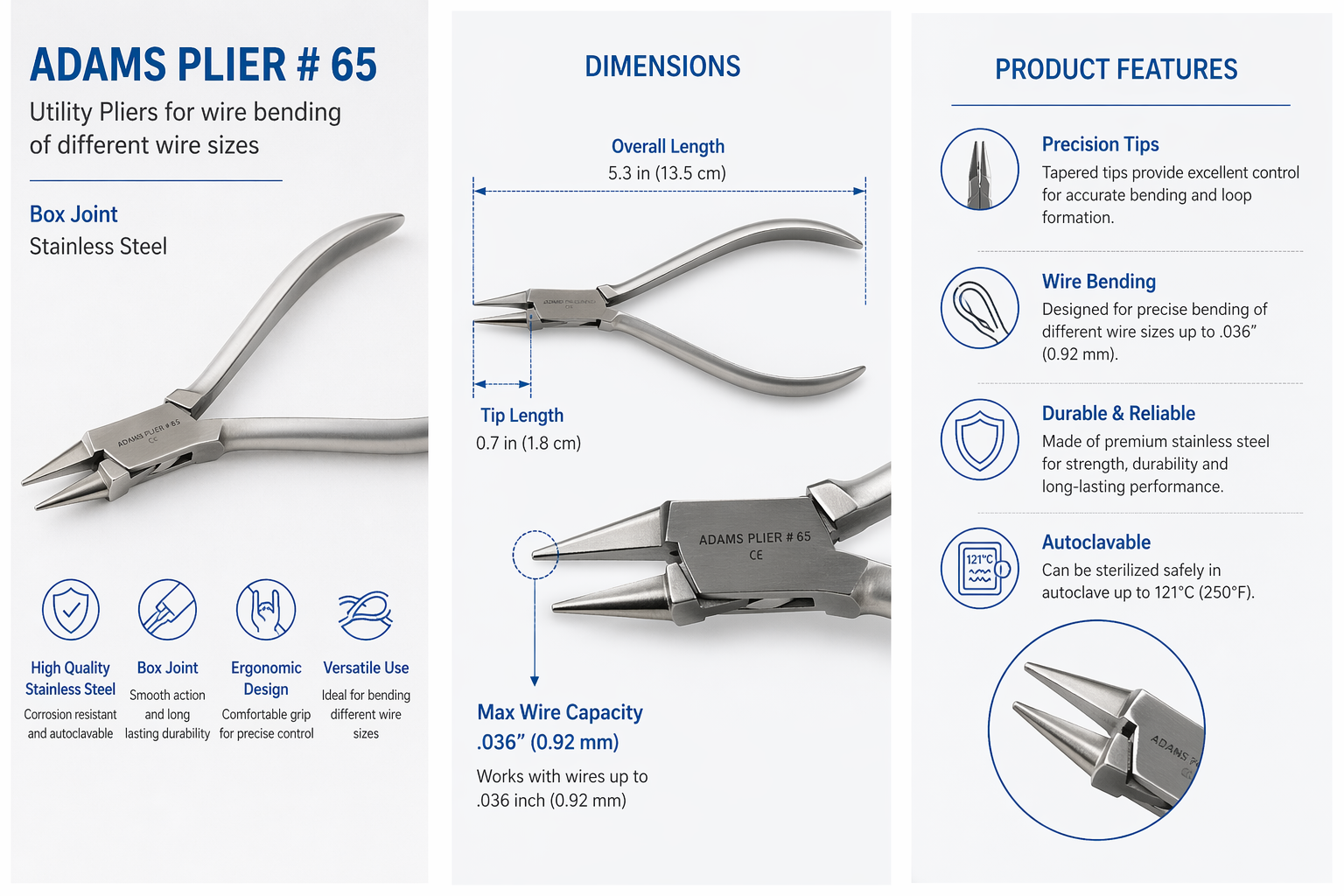 Adams Plier # 65 » Orthodontics Supplies | Orthodentalusa Corp.