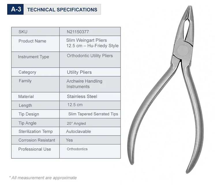 Slim Weingart Pliers 12.5 cm / Hu-Friedy Style Technical Specifications