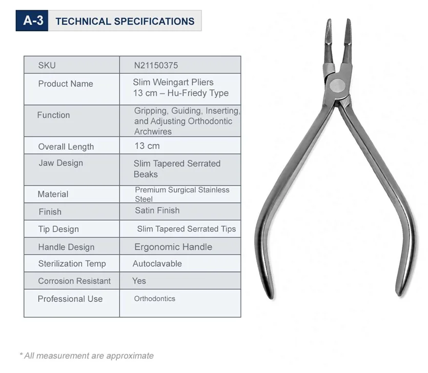 Slim Weingart Pliers 13 cm Technical Specifications