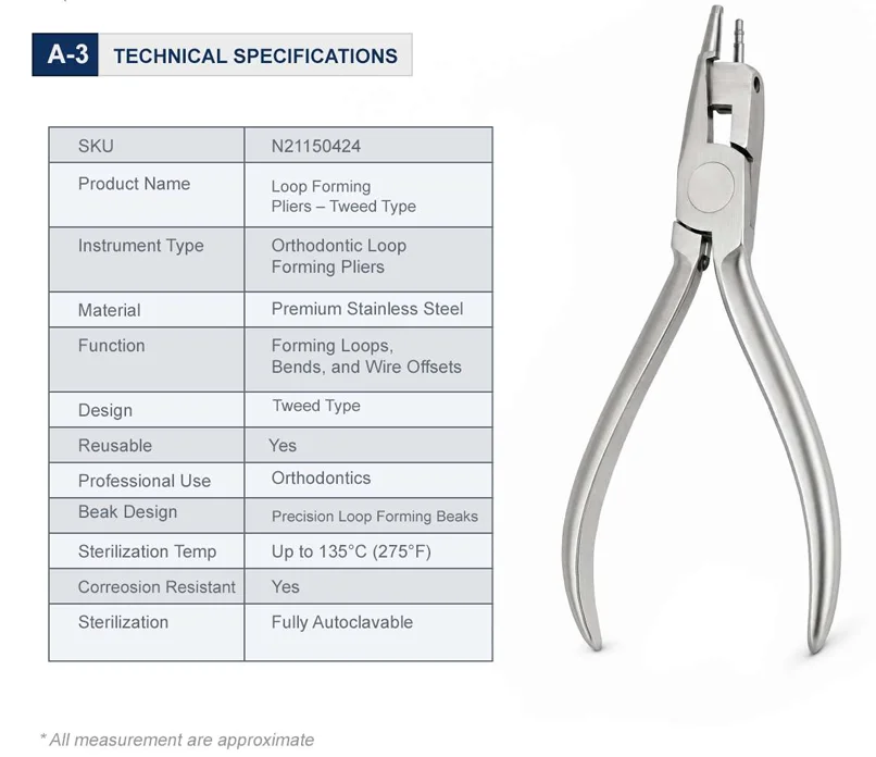 Technical Specifications Loop Forming Pliers Tweed Type