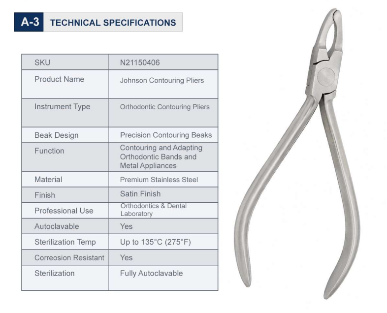 Johnson Contouring Pliers Technical Specifications