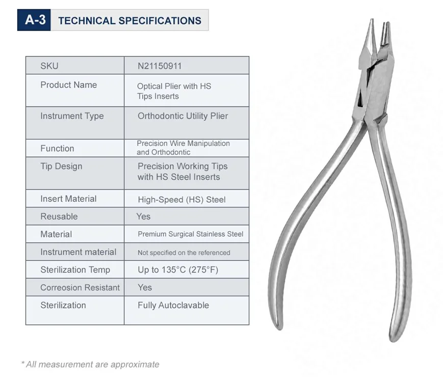 Optical Plier Fitted With Immuunity-Hs Tips Inserts Technical Specifications N21150911