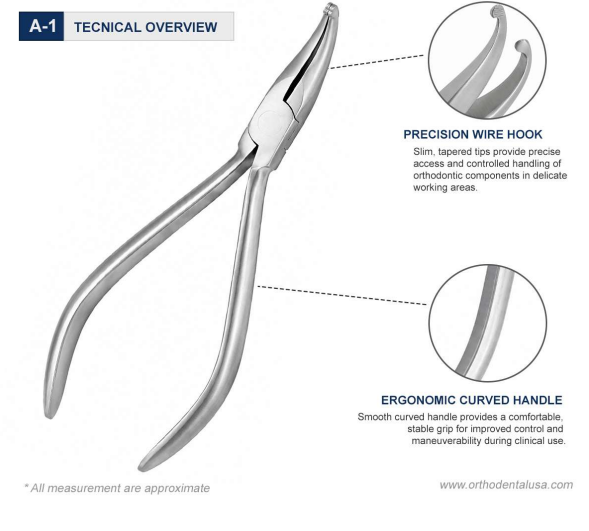 Howe utility pliers with curved profile and 3 mm serrated tips