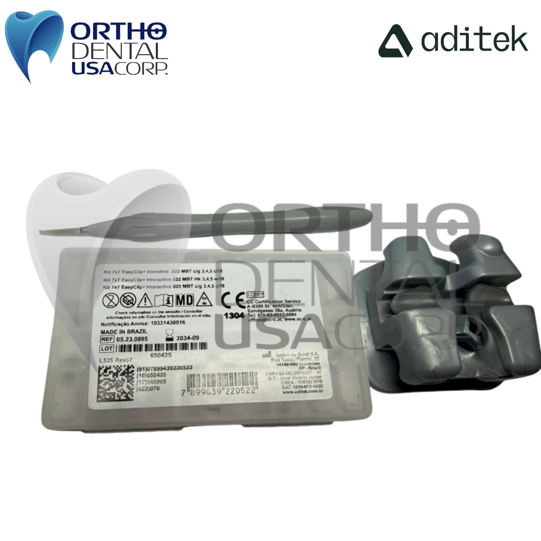 Box CB1 EasyClip+ Interactive 022 MBT w/2 Kits 7×7 Hk 3,4,5 Arch wire 14/18/16×22/17×25 W/8 Upper, Lower 2 packs Aditek - Image 2