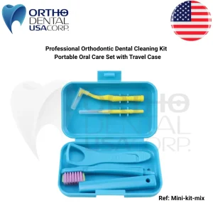 Orthodontic Dental Cleaning Kit for Braces - Portable 4-Piece Travel Oral Care Set with Interdental Brush