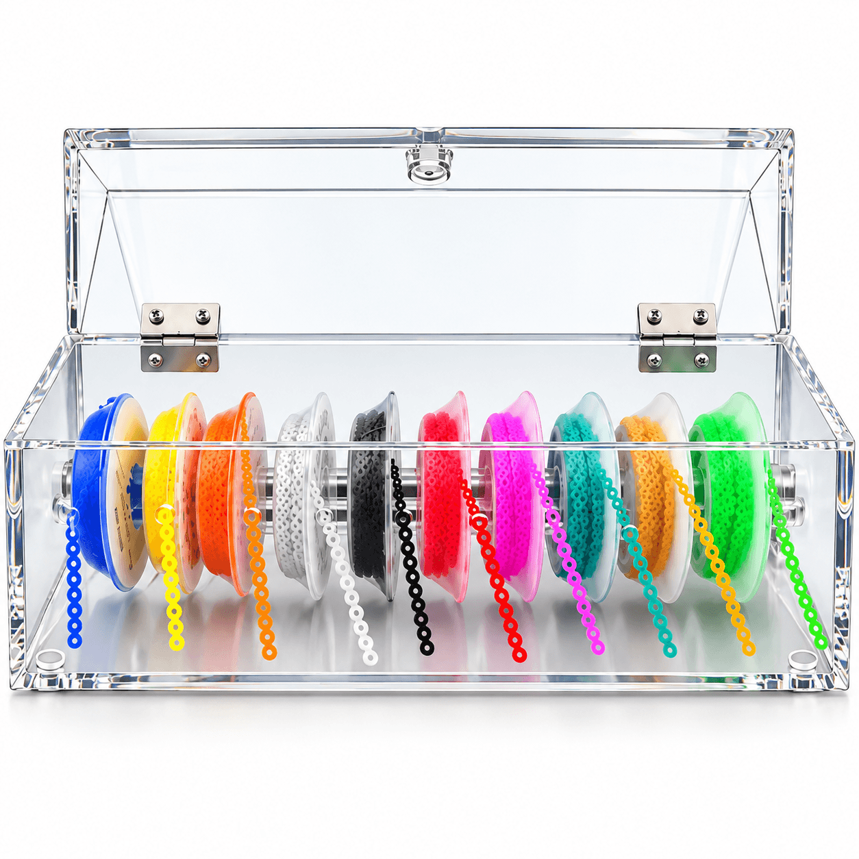 ODU-BPC Acrylic Orthodontic Chain Dispenser – 10-Spool Organizer with Secure Lid | Ortho Dental USA
