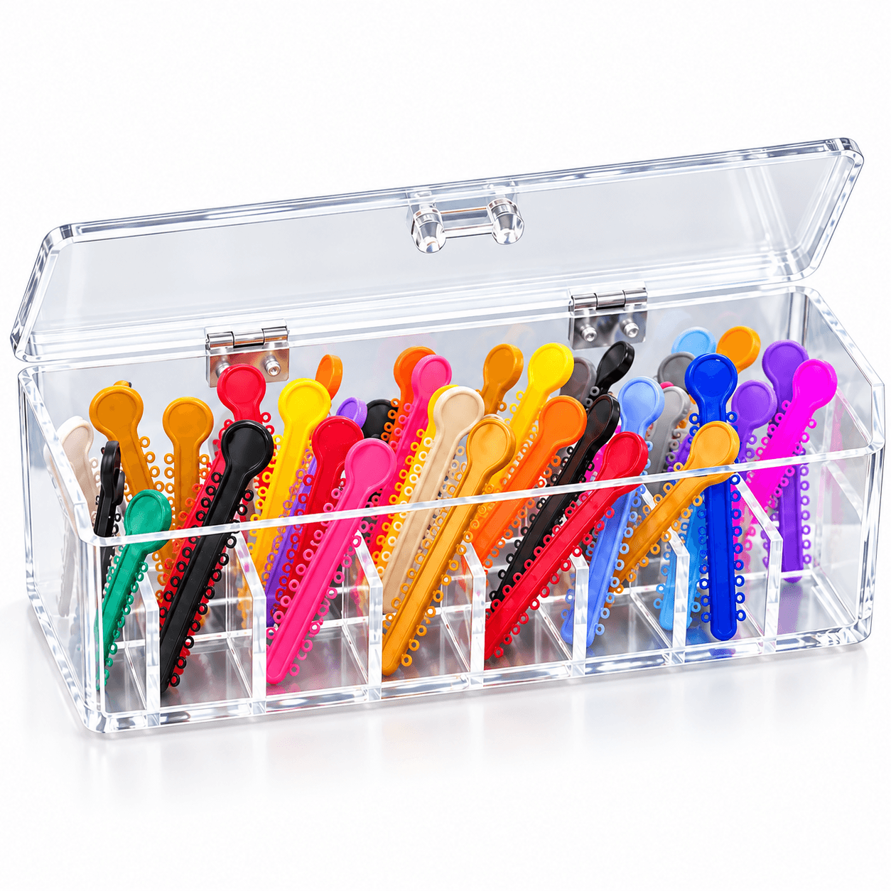 Clear Acrylic Orthodontic Ligature Tie Organizer & Dispenser – Multi-Compartment Storage Box with Secure Lid