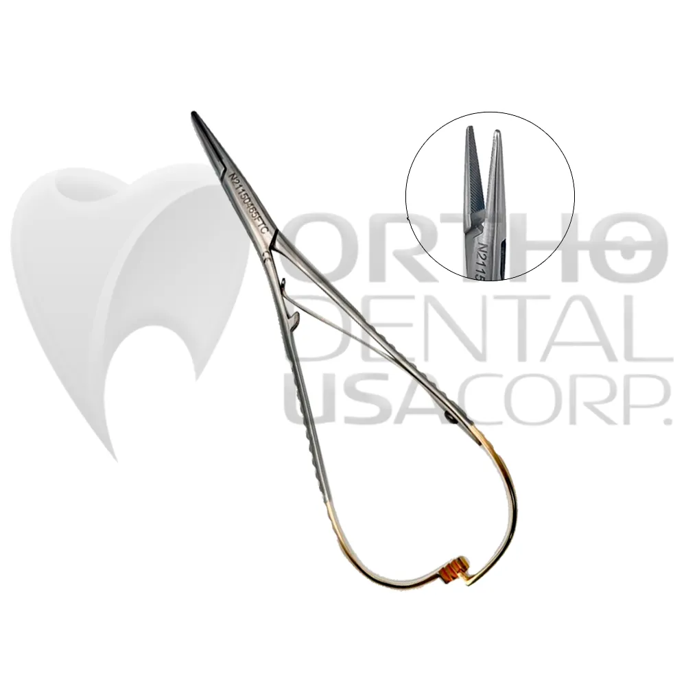 Mathieu Needle Holder Narrow Fine TC Gold handle Premium Orthodontics