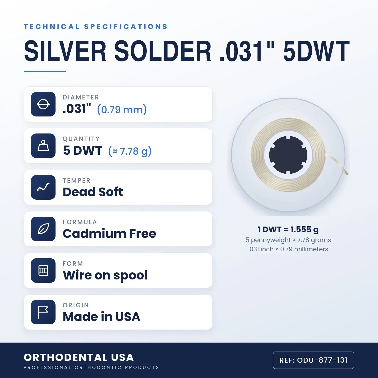 Orthodontic Dental Silver Solder Wire .031" 0.8mm 5DWT Dead Soft Cadmium Free - Image 5