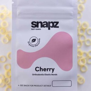 SNAPZ Cherry Flavor Intraoral Elastic Bands Pouch - Organic Cherry Flavoring - Latex Orthodontic Elastics - Individually Sealed Pouch