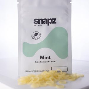 SNAPZ Mint Flavor Intraoral Elastic Bands Pouch - Organic Mint Flavoring - Latex Orthodontic Elastics - Individually Sealed Pouch