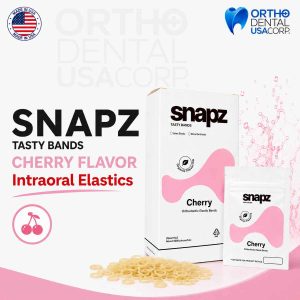 SNAPZ Tasty Bands Cherry Flavor Orthodontic Elastic Bands - Pop Box 5000 pieces - Made in USA - Intraoral Latex Elastics for Orthodontics