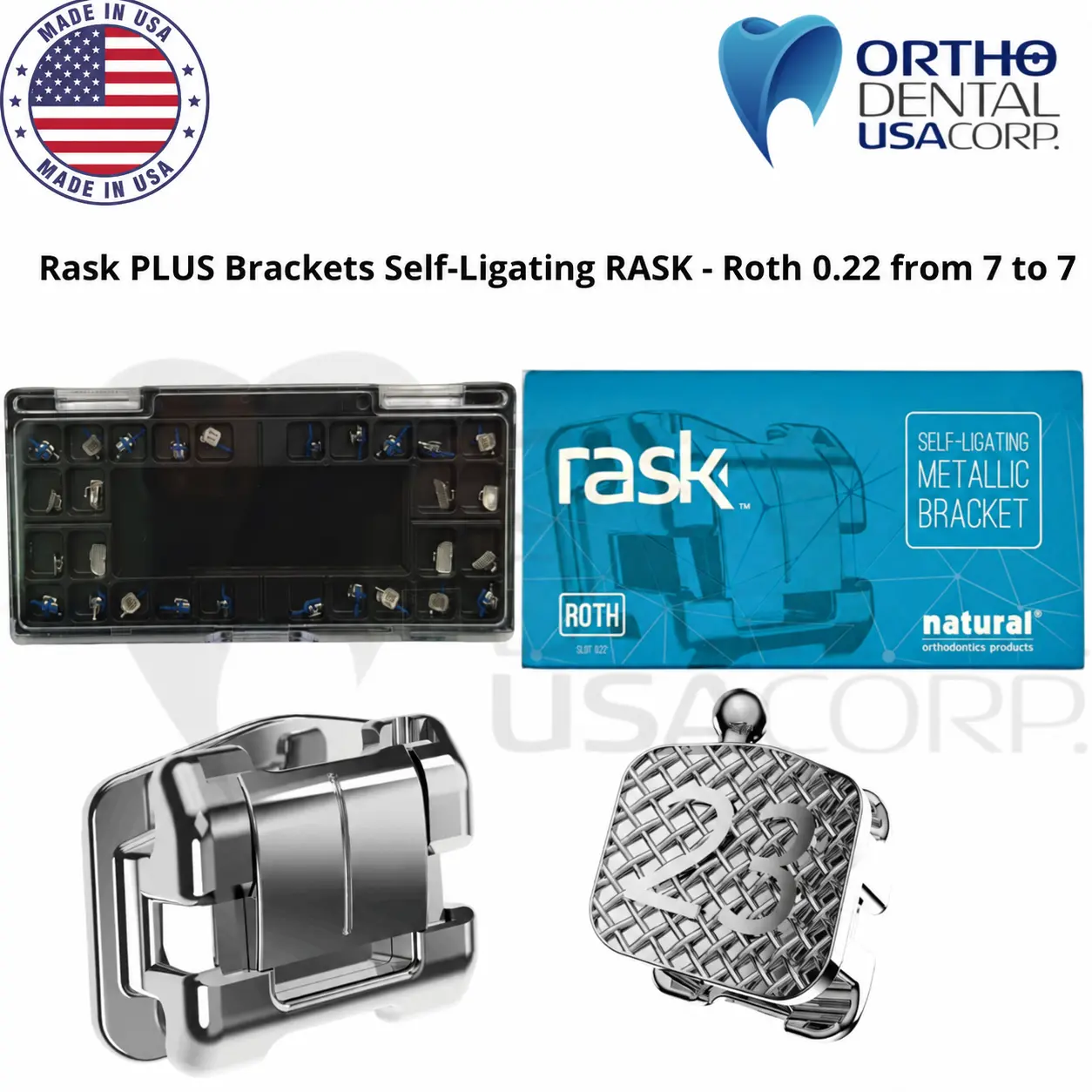 Rask PLUS Brackets Self-Ligating RASK – Roth 0.22 from 7 to 7